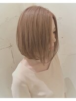 フィックス ヘアー(FIX hair)&nbsp;ミルクティーオレンジ×内巻きワンレンボブ[ニュアンスカラー]