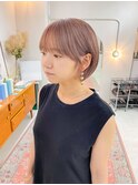 ミニボブ/丸みボブ/ショートボブ/ピンクベージュ