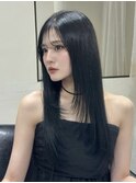 顔まわりレイヤー 艶カラー 暗髪 韓国風 髪質改善 福岡美容室