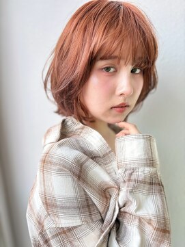 カバーヘア ブリス 北浦和(COVER HAIR bliss) ボブパーマ/ダブルカラー/オレンジベージュ/ハイトーンp北浦和