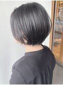 黒髪ナチュラル丸みショートボブ