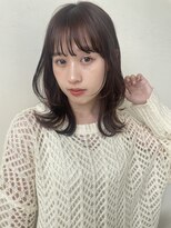 ミニヨン バイ ハピネス 高の原店(mignon by Happiness)&nbsp;くびレイヤー薄めバング顔周り韓国カット　ピンクブラウンカラー