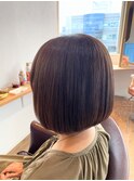 上品大人ボブ ベージュブラウン