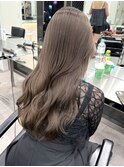 韓国ヘア顔周りレイヤーミルクティーベージュグレージュ暗め