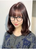ミディアムレイヤー伸ばしかけラベンダーブラウン