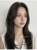 　ひし形韓国前髪　レイヤーカット　顔周り