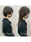 ダークモカ×ネイビー#シールエクステ#流れるレイヤー#小倉