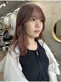 ピンクブラウン　ベージュ　ブリーチあ