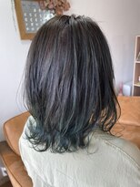 エルフゥ(Elle fou)&nbsp;外ハネミディ　すそカラー　コントラストカラー　ハイライト