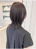 福山市美容師求人スタッフ募集中ウルフセミロングボルドーカラー