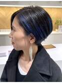 大人ツーブロックショート/ネイビーハイライト武蔵小杉/自由が丘