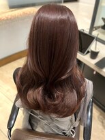 ピンクブラウン　ブリーチなしダブルカラー　くびれヘア　艶髪