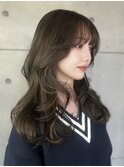 オリーブグレー×レイヤーカット