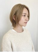 ミルクティーベージュ/外はねショートボブ【レセ南柏店】