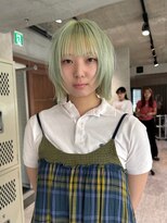 パーク(PAAQ) ダブルカラー&ブリーチ/レイヤーハッシュボブ/ミントグリーン