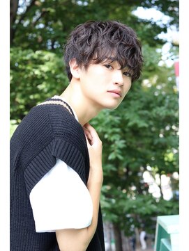 ネイビー(NAVY) ソフトツーブロックのランダムカールマッシュ☆