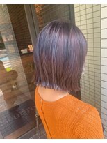 スーリール 博多店(Sourire) パープル×ぱっつんボブ