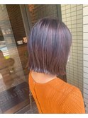 パープル×ぱっつんボブ