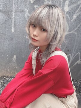 リアイス(Re:ICE) ミニウルフ/くすみブルー/流れるレイヤー/インナーハイライト