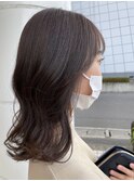 切りっぱなしロブ×グレージュカラー