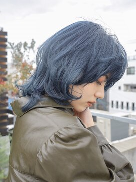 スリール バイ ミリー 江坂(Sourire by milly) 【Sourire江坂】インディゴターコイズブルージュ×ボブウルフ