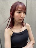 ストレートボブロングボブヘイリーボブ前髪カットピンクブラウン