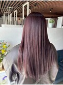 20代30代40代ペールパープルシースルーバングストレートロング
