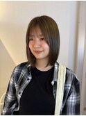 ボブヘア/シースルー前髪/ベージュカラー/ミルクティー