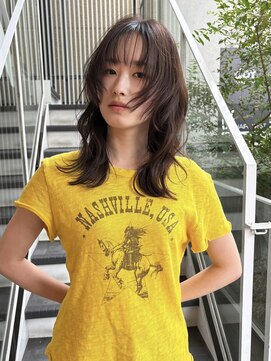 オブ ヘアー 自由が丘 ウエスト(Of HAIR WEST) ミルクティーベージュ オリーブカラー ミディアムレイヤー