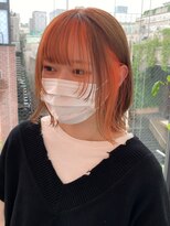 ロンドヴァリー 渋谷店(Lond vallee)&nbsp;セクションカラー外はねボブインナーカラーオレンジ