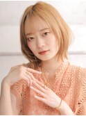 大人可愛い小顔美髪ツヤ髪外ハネボブ薄めバングA3