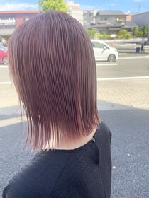 ヘアリゾート クオリア(hair resort Quaria by piece) ピンクベージュ×切りっぱなしボブ
