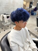 O ショートレイヤーツーブロックブルーカラースタイル