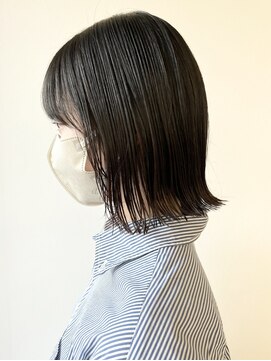 モリオフロムロンドン 松戸店(Morio from London) 【morio松戸　アイダ】切りっぱなしボブ黒髪ボブぱつっとボブ
