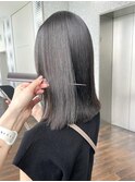 ★透明感チャコールグレージュ/外ハネ/ストレートロブ