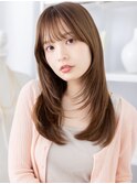 顔周りカットブリーチなしダークブラウンセミディTd4越谷30代
