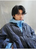 ”嶋津”大人メンズパーマセンターパート無造作パーマ