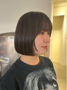 マカロニコースト(macaroni coast) 前髪ありボブ暗髪ボブ姫カット内巻きボブ顎ラインボブ