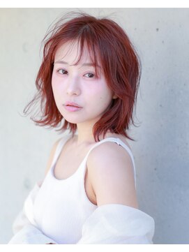 メノン 茨木店(Menon) ウルフボブ×レイヤーボブ×暖色カラー　大人ガーリー