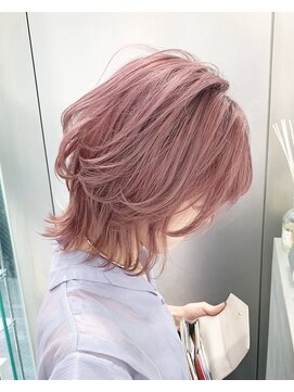 シェリ ヘアデザイン(CHERIE hair design) ミディアムウルフレイヤー×ピンク