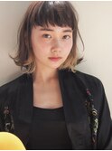 ザクザクなワイドバング＊ポイントカラーでスタイルチェンジ