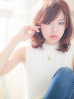 ブルー(BLUE)&nbsp;*CUORE水戸*…斜めバングx個性的カラーの小顔ふわミディb