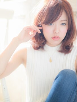 ブルー(BLUE) *CUORE水戸*…斜めバングx個性的カラーの小顔ふわミディb