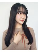 小顔前髪　韓国風ストレートヘア