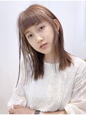ピンクベージュ_外ハネボブセクションカラーペールベージュ_8553