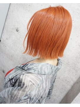 ヘアテリア リュウ 大塚(hair teria ryu) 切りっぱなしボブ×透明感サーモンオレンジ