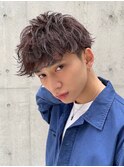 刈り上げツーブロック無造作マッシュ波巻きスパイラルパーマ