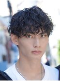 銀座フェザーパーマシャドウパーマニュアンスパーマメンズ前下り