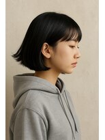 エアリー 昭島店(Airily)&nbsp;黒髪コンパクト外ハネショートボブ × シースルーバング