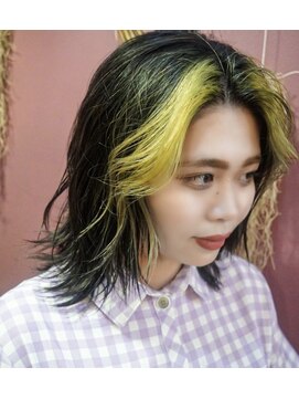 ヘアーサロン 6(hair salon) フロントカラー×レモン　ダークグレー